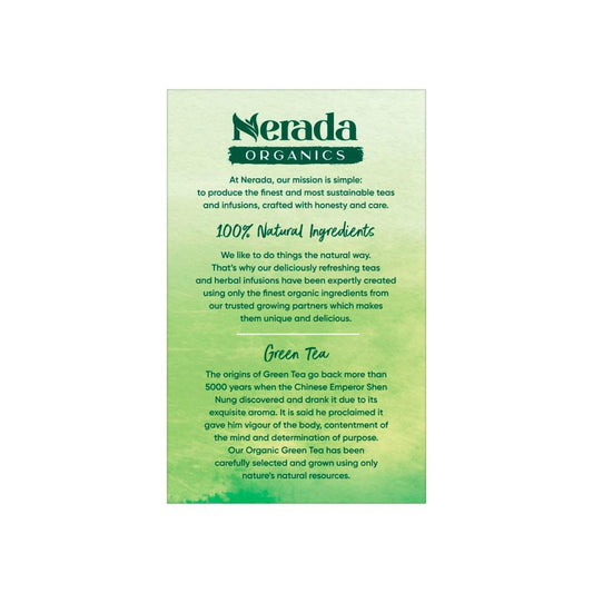 Nerada Organics Pure Green Tea Bags 50 Pack - 75g