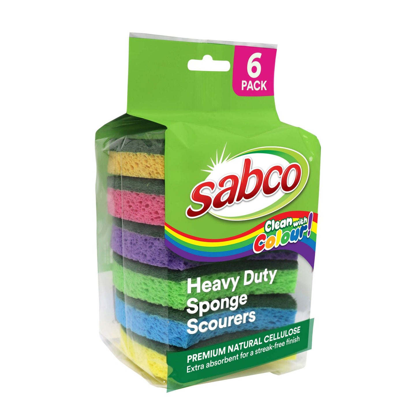 Sabco Clean Heavy Duty Sponge Scourer - 87 x 180 x 107mm - 6 Pack