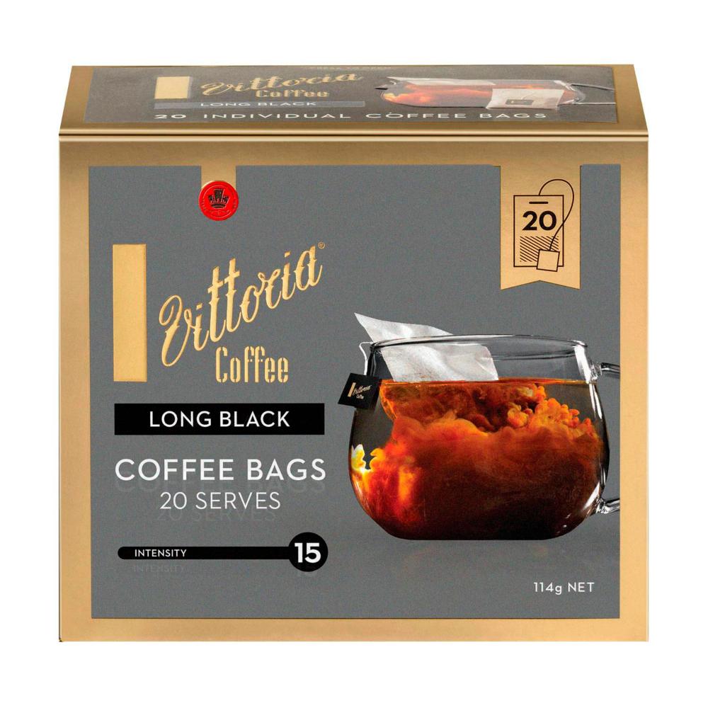 Vittoria Long Black Blend Coffee Bag - 20 Pack