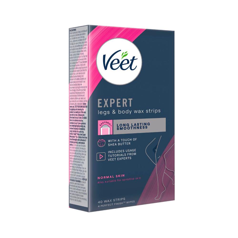 Veet Expert Hair Removal Cold Wax Strips Legs And Body - 40 Pack