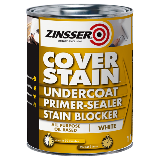 Zinsser Cover Stain Undercoat Primer-Sealer Stain Blocker White 1L