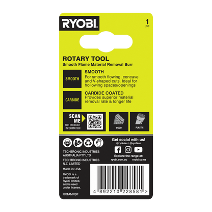Ryobi Rotary Smooth Flame Material Removal Burr - 51 x 21 x 101mm