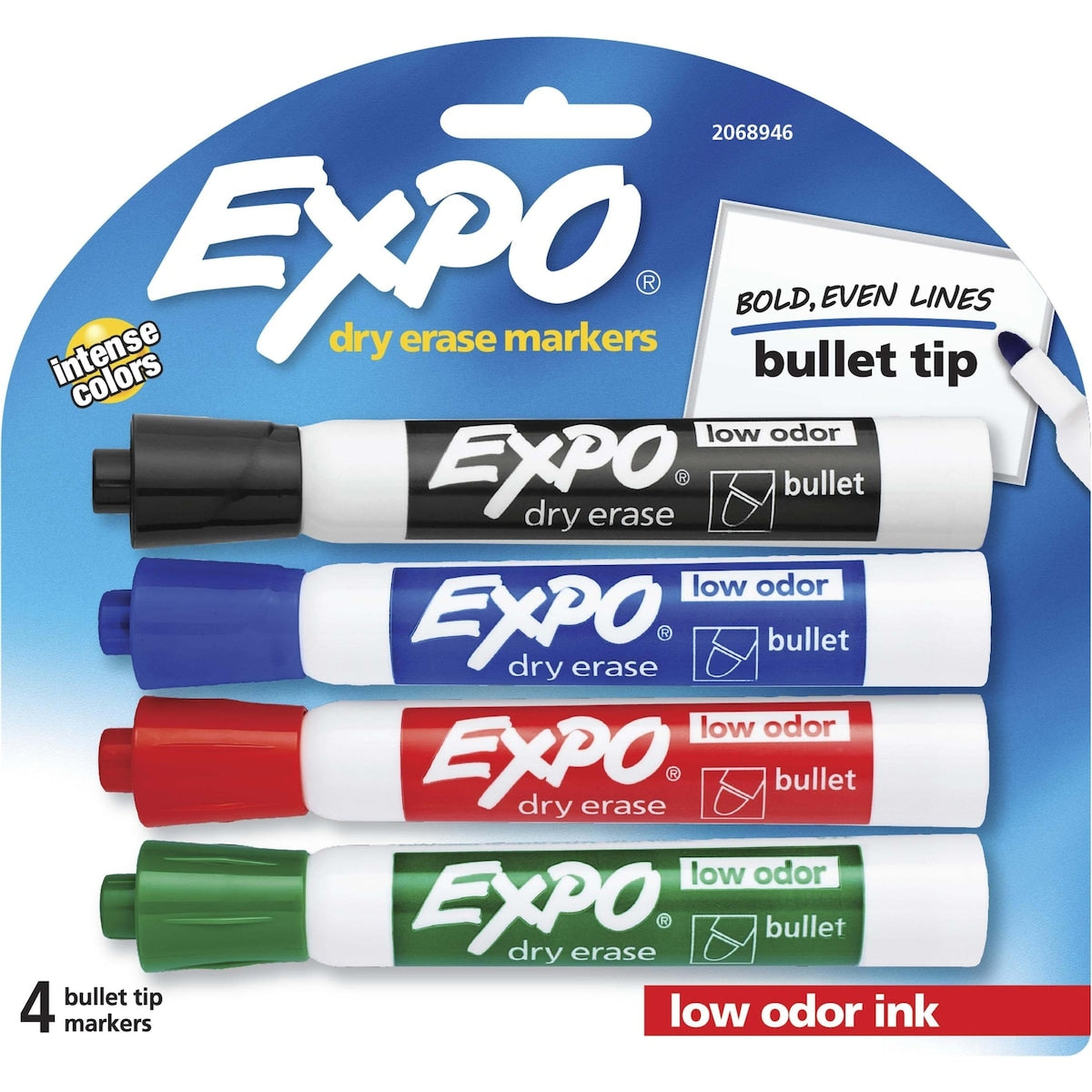 Expo Whiteboard Marker Pens Bullet Tip, Assorted Colours 4 Pack