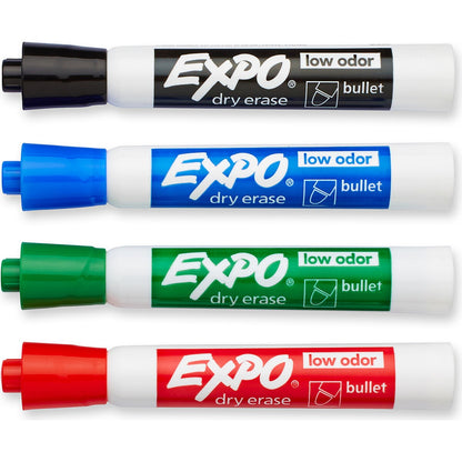 Expo Whiteboard Marker Pens Bullet Tip, Assorted Colours 4 Pack