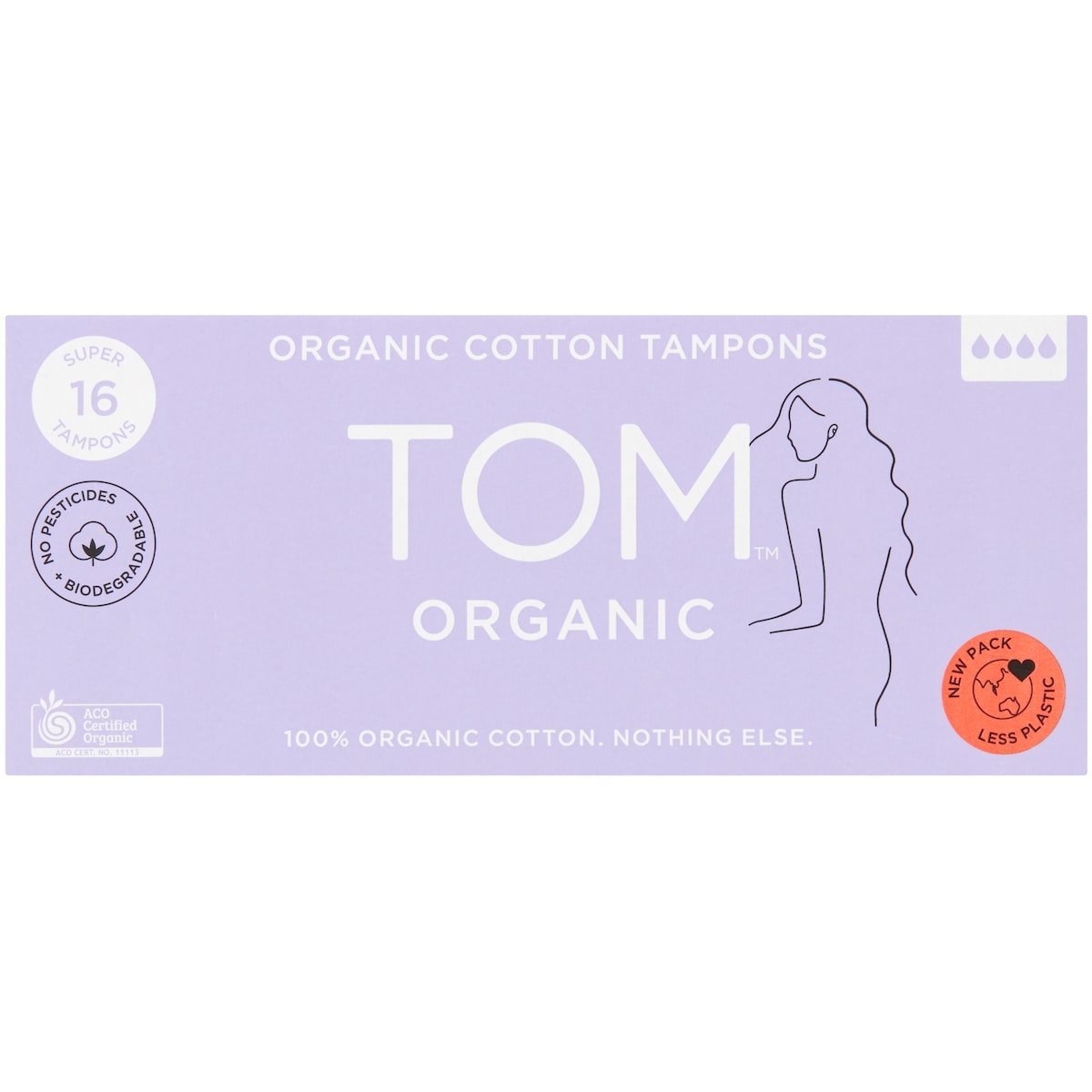Tom Organic Super Tampons 16 Pack