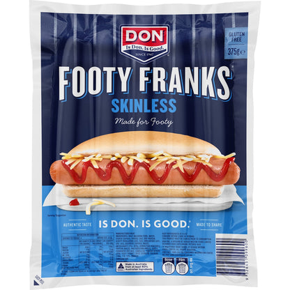 Don Famous Football Hot Dogs Skinless 375g