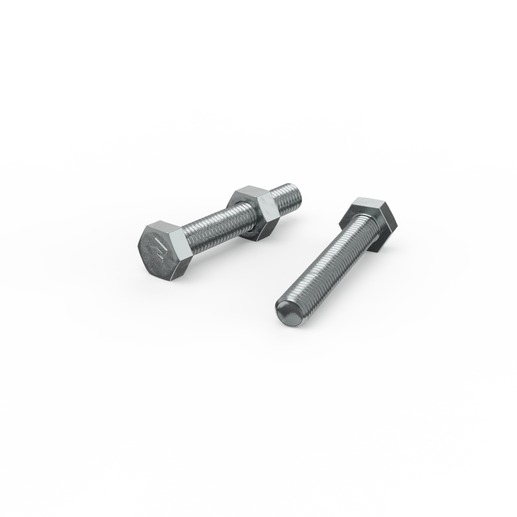 Zenith M8 x 50mm Zinc Plated Hex Head Bolts and Nuts Each