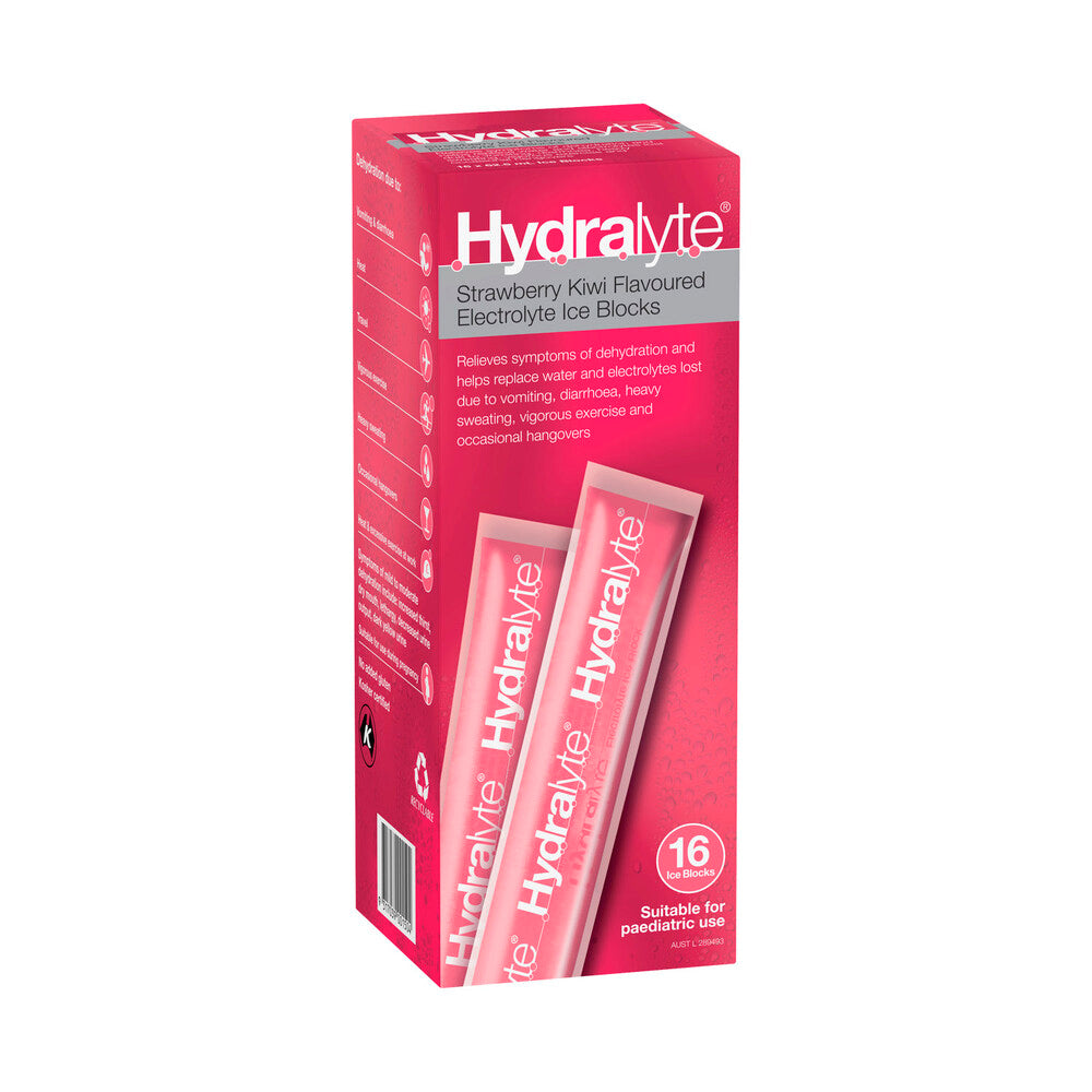Hydralyte Ice Block Strawberry Kiwi Fruit - 16 pack