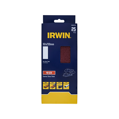 Irwin Sanding Sheets - 40 Grit - 92 x 230mm - 25 Pack