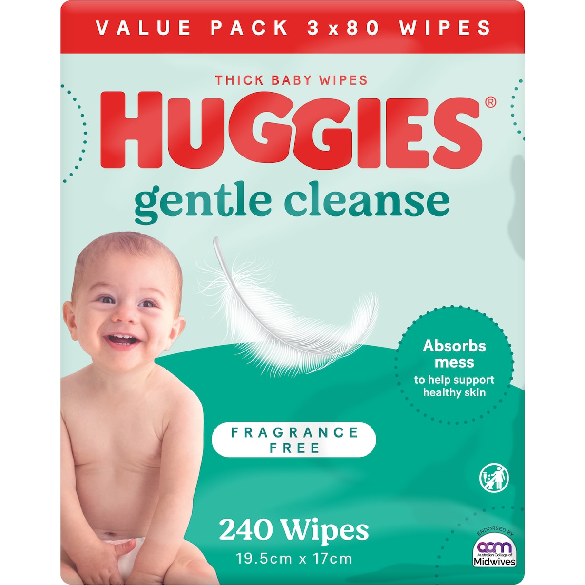 Huggies Gentle Cleanse Baby Wipes Fragrance Free 240 Pack