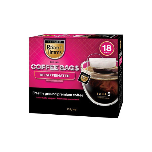 Robert Timms Decaffeinated Coffee Bags 105g - 18 pack