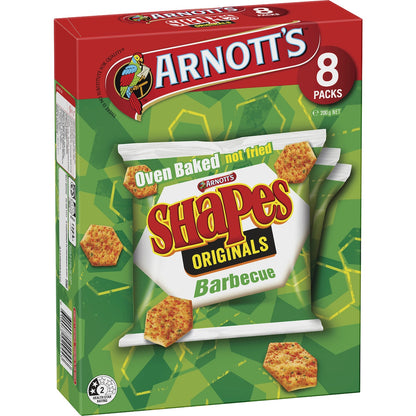 Arnotts Shapes Multipack Cracker Biscuits Barbecue 8 pack