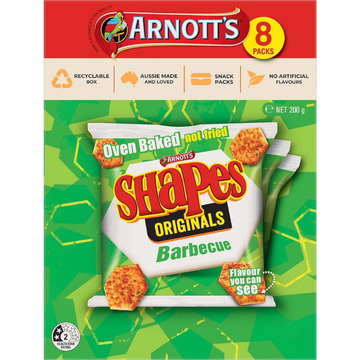 Arnotts Shapes Cracker Biscuits Barbecue 8 Pack