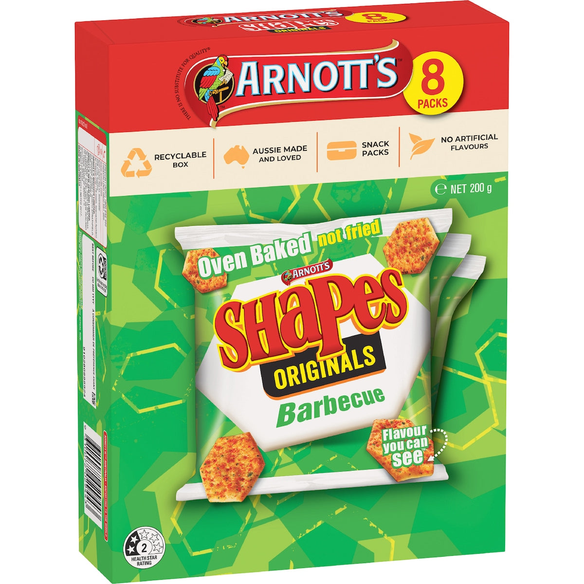 Arnotts Shapes Cracker Biscuits Barbecue 8 Pack