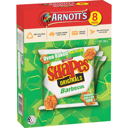 Arnotts Shapes Cracker Biscuits Barbecue 8 Pack