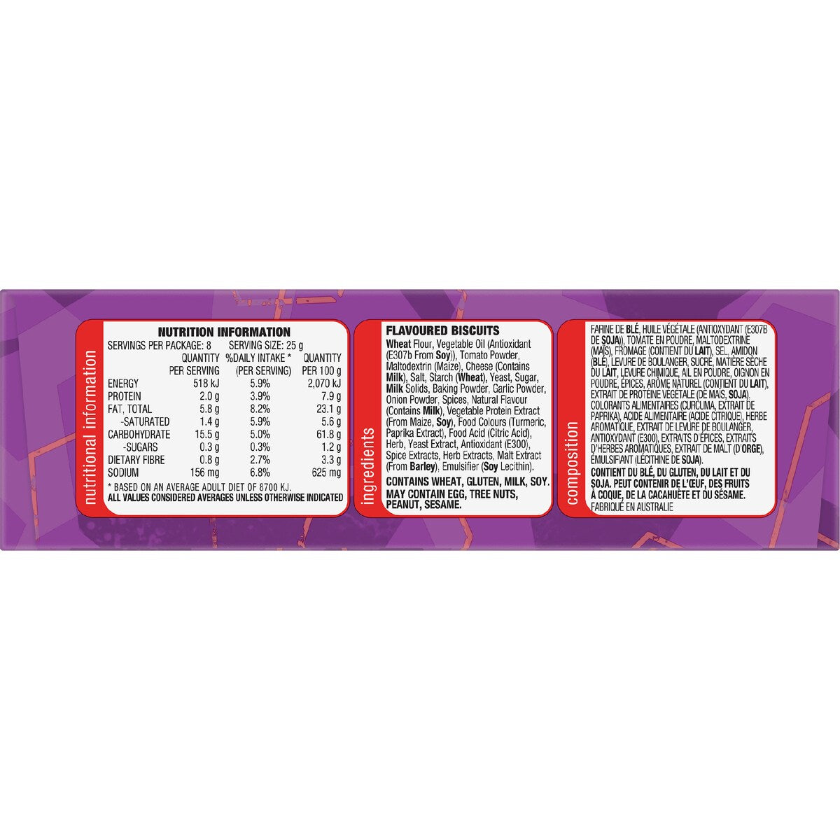 Arnotts Shapes Multipack Cracker Biscuits Pizza 8 pack