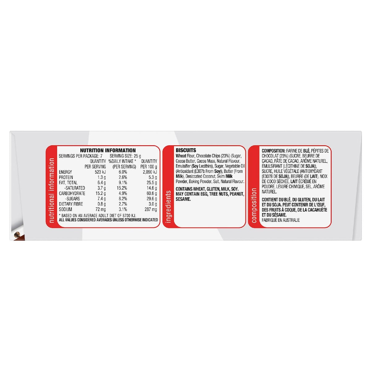 Arnotts Mini Choc Chip Cookie Multipack Biscuits 7 pack
