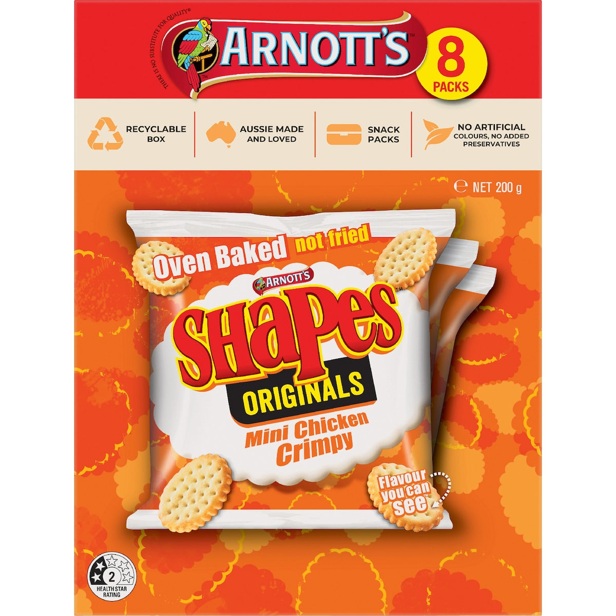 Arnotts Shapes Multipack Crackers Mini Chicken Crimpy 8 Pack