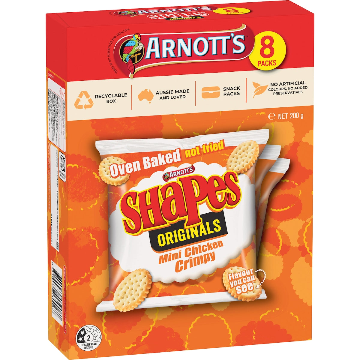 Arnotts Shapes Multipack Crackers Mini Chicken Crimpy 8 Pack