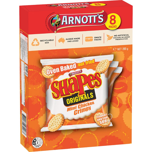 Arnotts Shapes Multipack Crackers Mini Chicken Crimpy 8 Pack