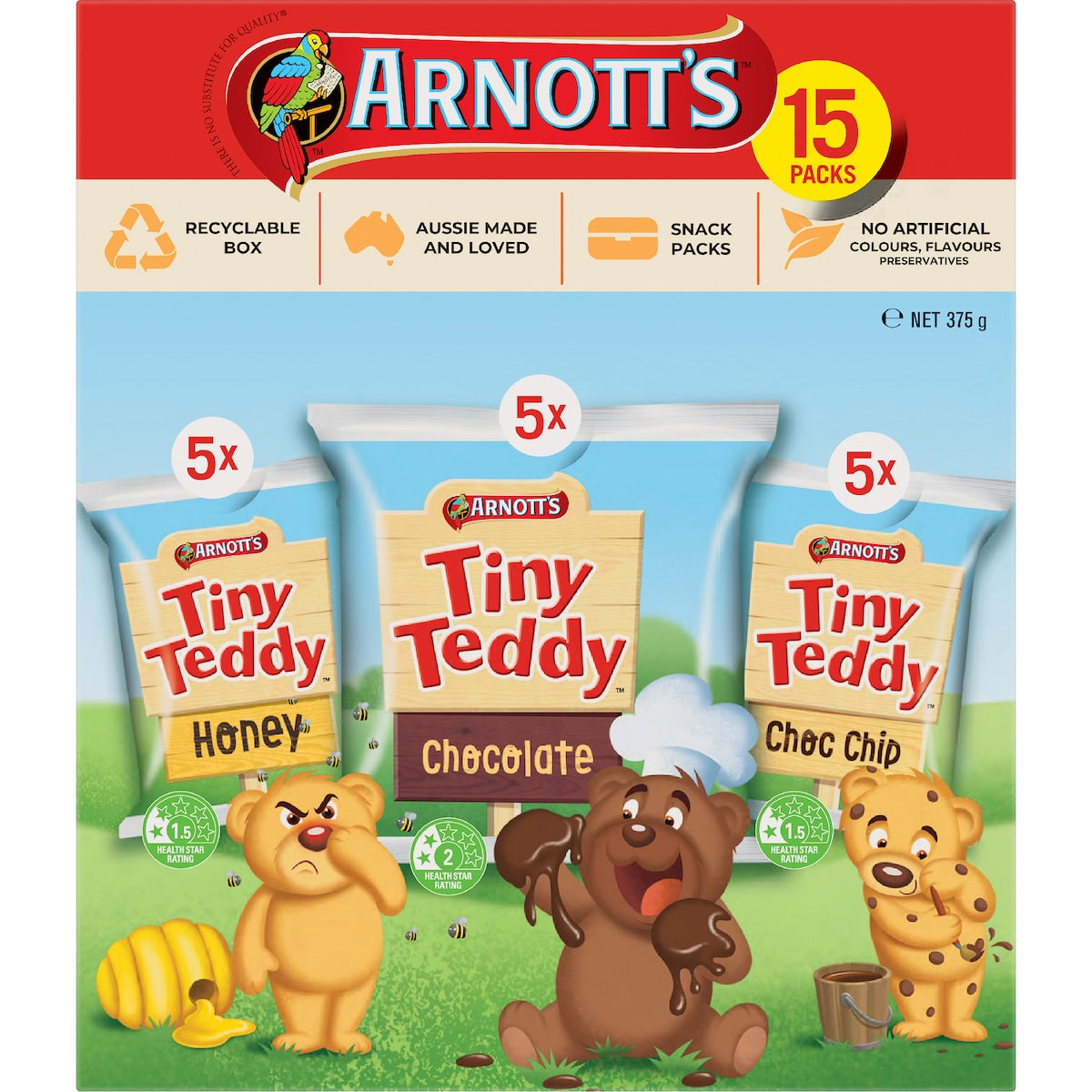Arnotts Tiny Teddy Variety Biscuits 15 Pack