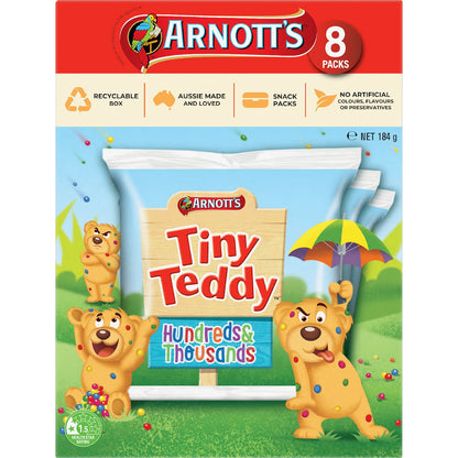 Arnotts Tiny Teddy Hundreds & Thousands Biscuits 8 Pack