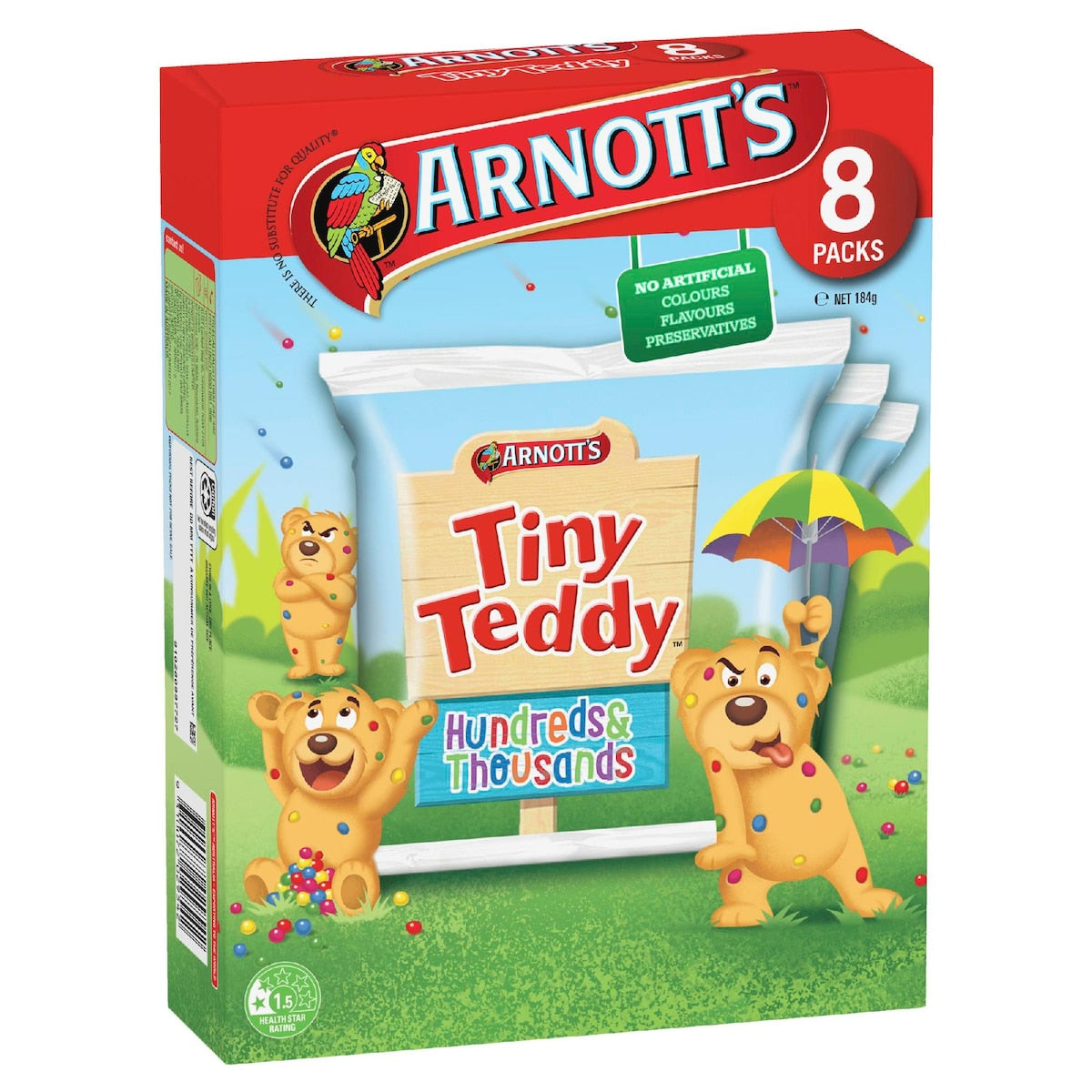 Arnotts Tiny Teddy Hundreds & Thousands Biscuits 8 Pack