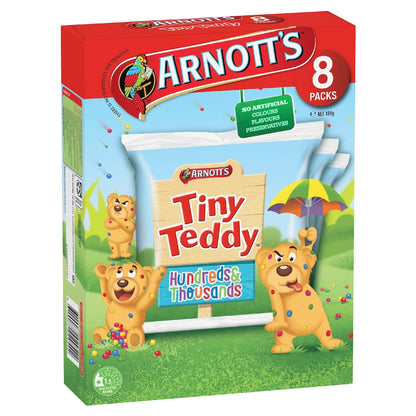 Arnotts Tiny Teddy Hundreds & Thousands Biscuits 8 Pack