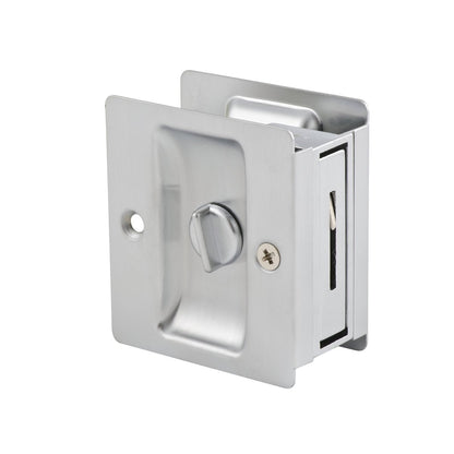 Lane Satin Chrome Sliding Cavity Door Lock - 62mm Steel - Flush Fit