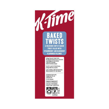 Kellogg's K-time Baked Twists Strawberry & Blueberry Flavour Filled Snack Bars 9 Pack - 333g