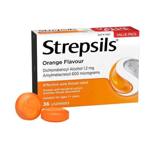 Strepsils Orange Throat Lozenges - 36 pack
