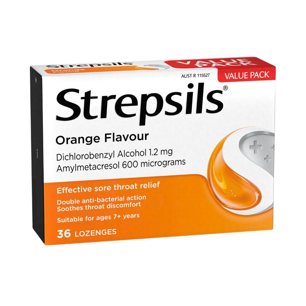Strepsils Orange Throat Lozenges - 36 pack