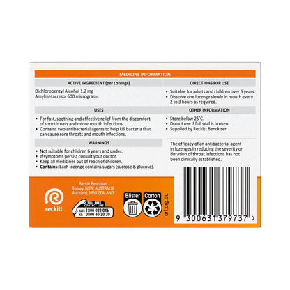 Strepsils Orange Throat Lozenges - 36 pack