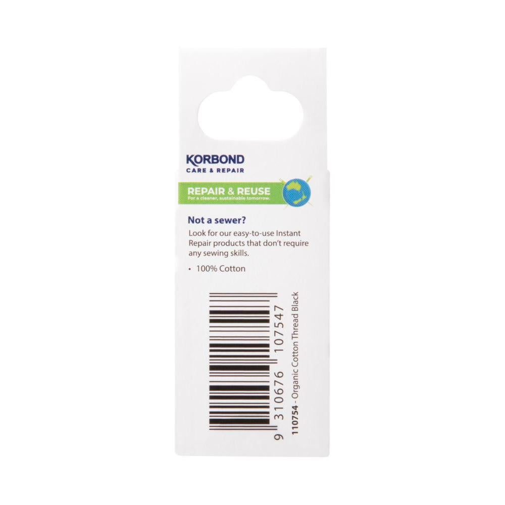 Korbond Organic Cotton Thread Black - 1 each