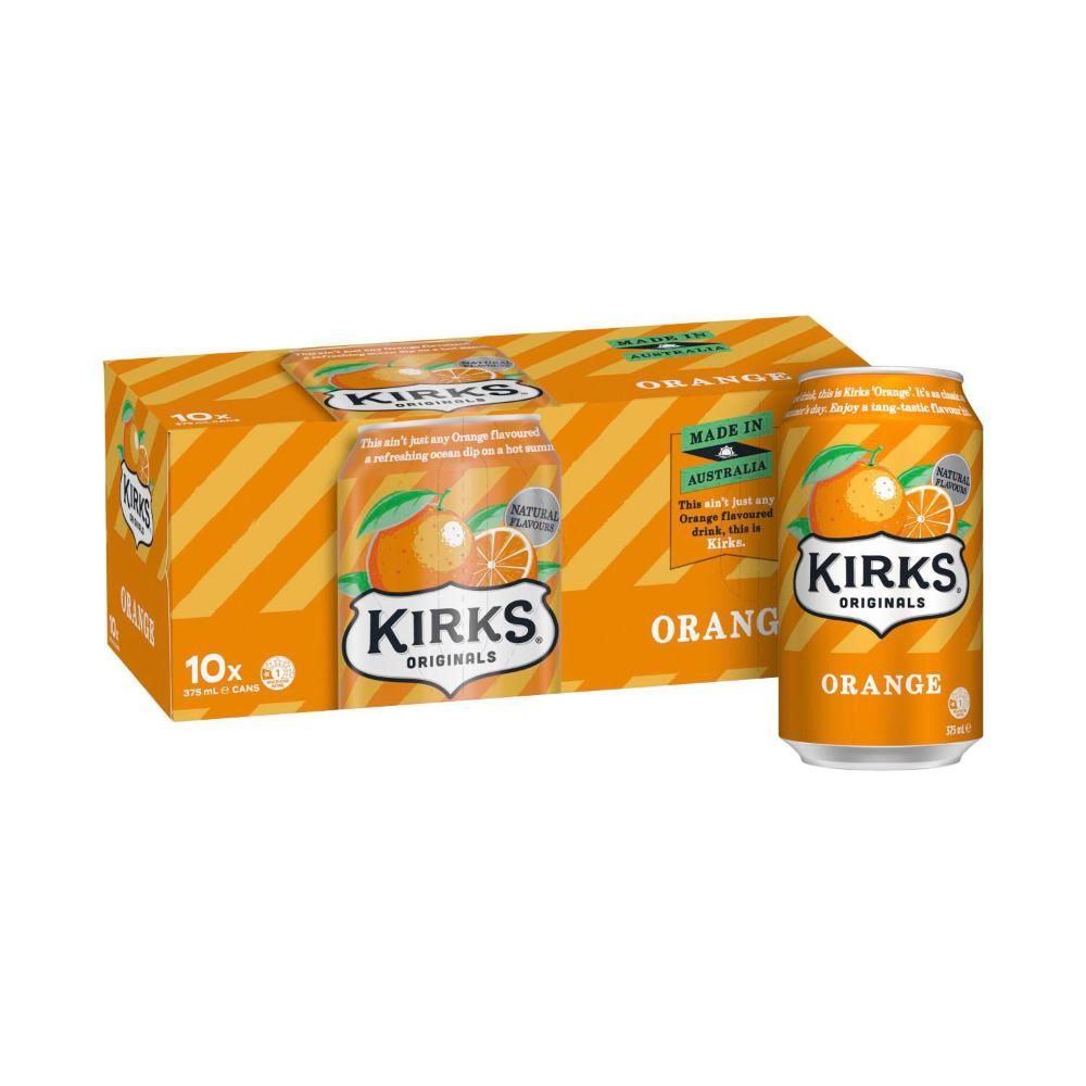 Kirks Orange Soft Drink Multipack Cans 375ml - 10 Pack
