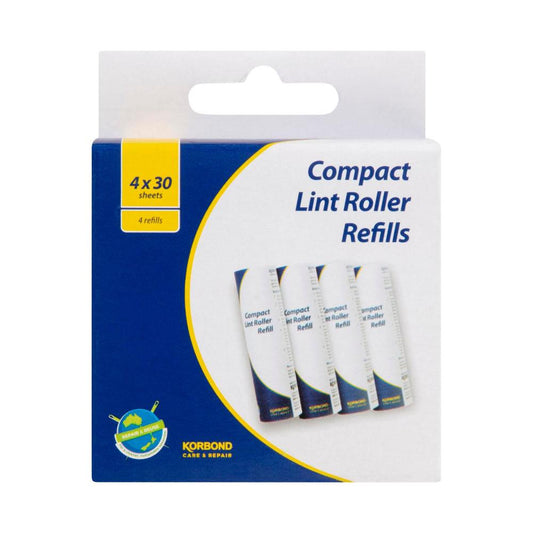 Korbond Compact Lint Roller 4 Refills - 4 pack
