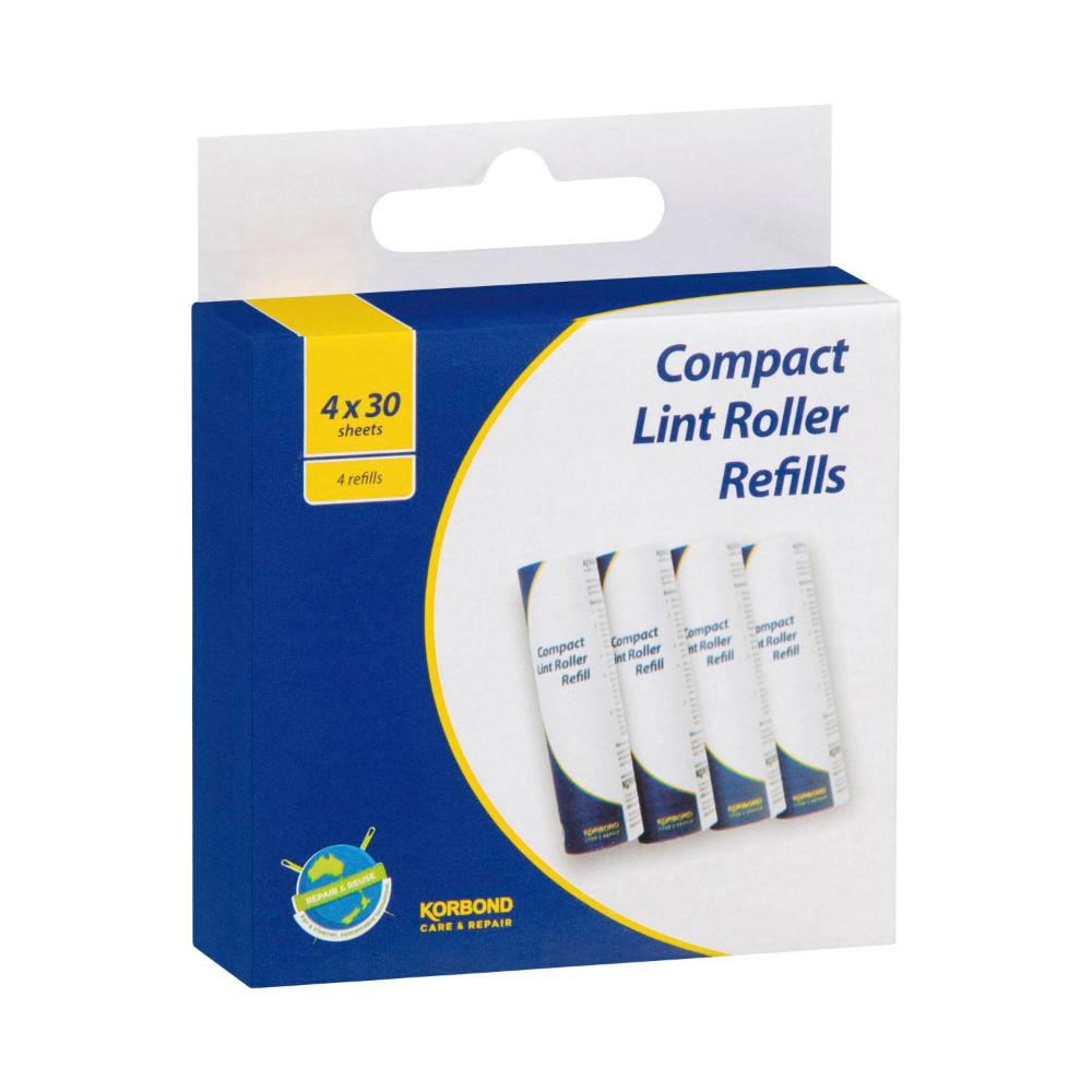 Korbond Compact Lint Roller 4 Refills - 4 pack