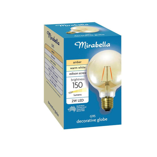 Mirabella Led G95 Filament Amber Es 2w 150lm 1800k - 1 Each