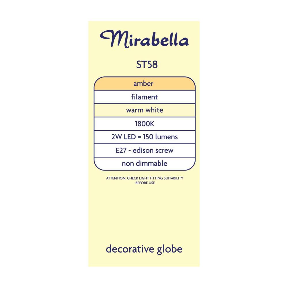 Miirabella Led St58 Filament Amber Es 2w 150lm - 1 each