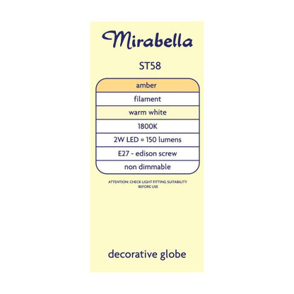 Miirabella Led St58 Filament Amber Es 2w 150lm - 1 each