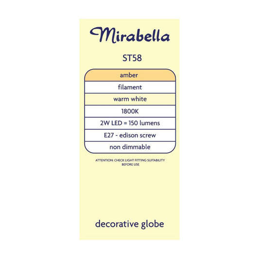 Miirabella Led St58 Filament Amber Es 2w 150lm - 1 each