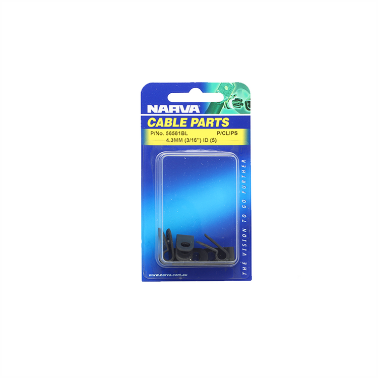 Narva Nylon Cable Clamps P/Clips 4.3mm (3/16") ID - 5 Pack