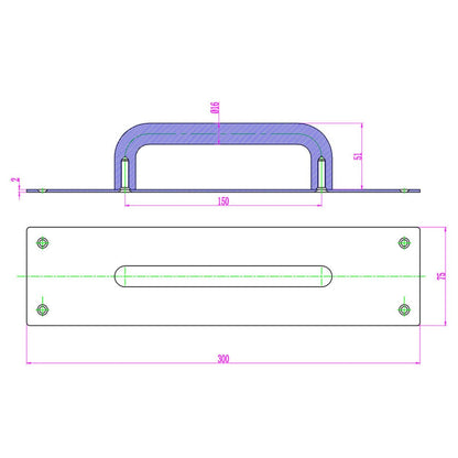 Lemaar D Pull - 150 x 16mm - 304 Stainless Steel - DDA Compliant