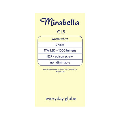 Mirabella Led 2pk Gls Es 11w 1000lum 2700k Warm White Brand A60 - 2 Pack