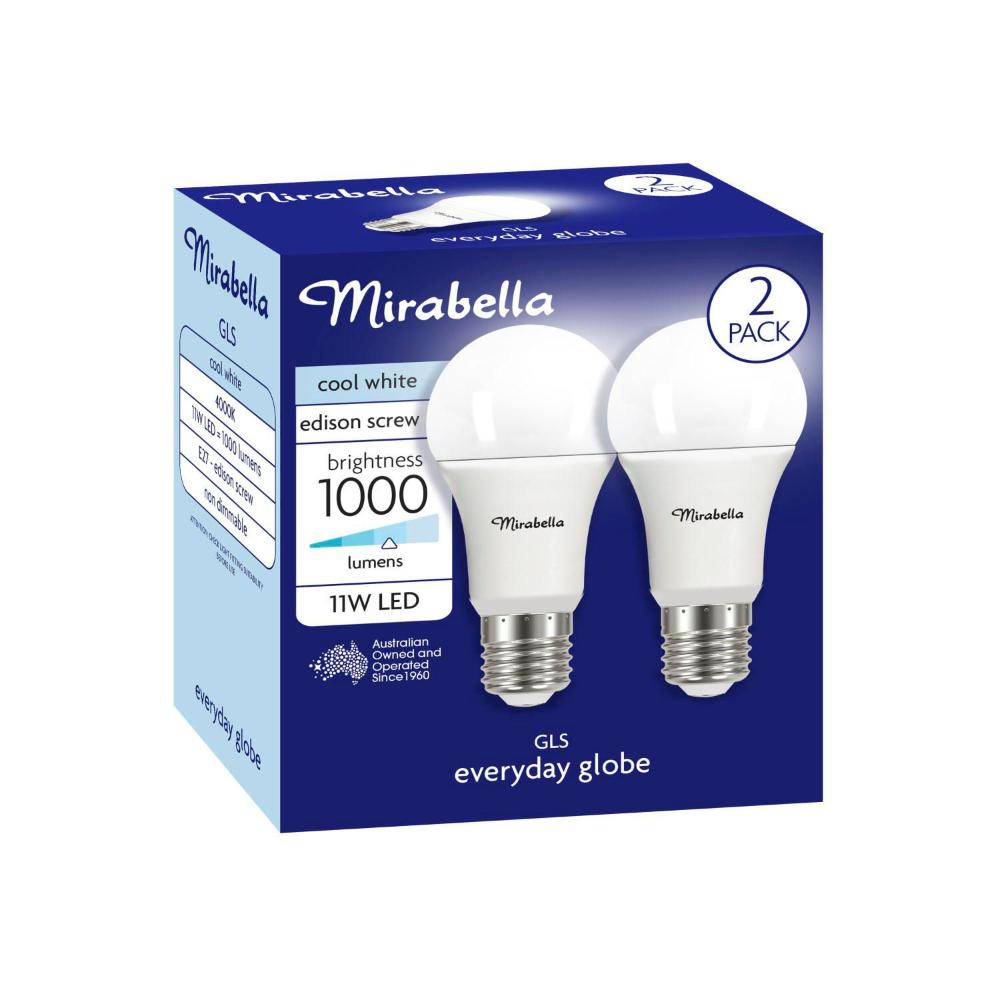 Mirabella Led 2pk Gls Es 11w 1000lum 4000k Cool White Brand A60 - 2 Pack