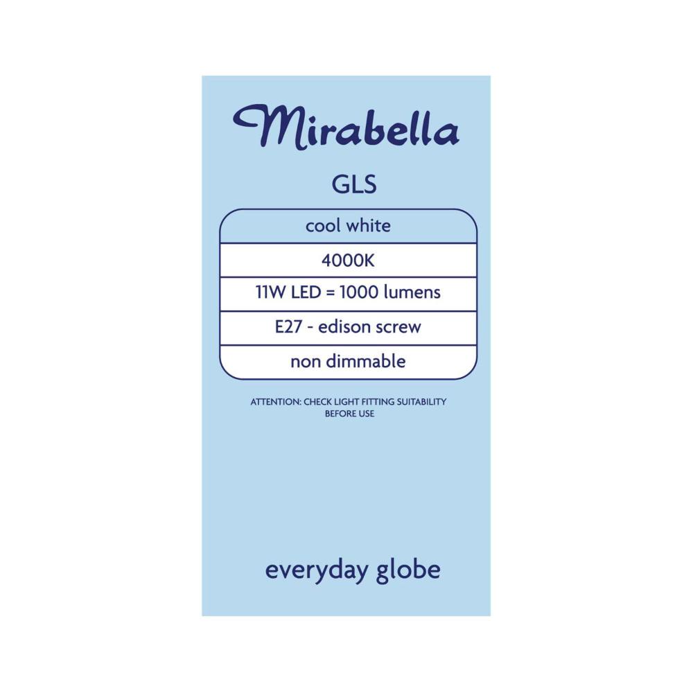 Mirabella Led 2pk Gls Es 11w 1000lum 4000k Cool White Brand A60 - 2 Pack