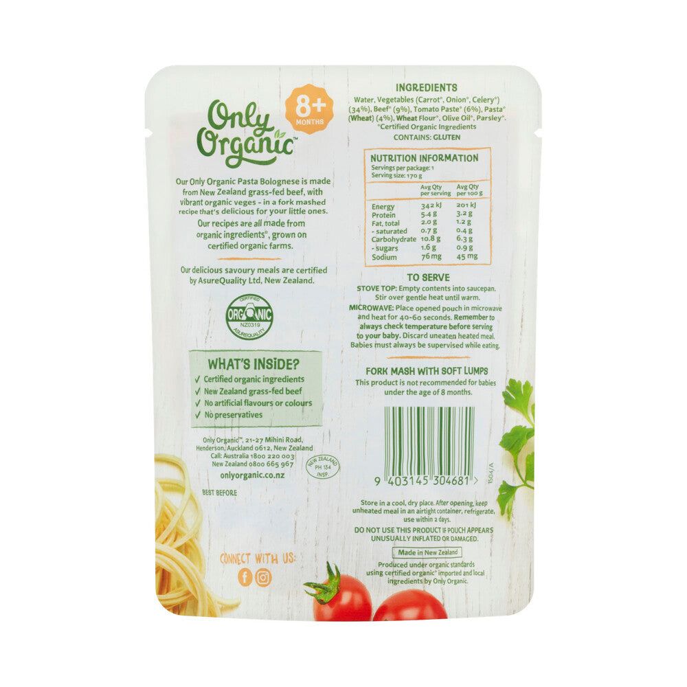 Only Organic Bolognese Pasta 8 + Months - 170g