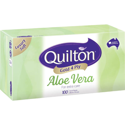 Quilton Gold 4 Ply Tissues Aloe Vera 100 Pack