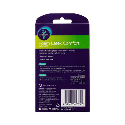 Maseur Foam Latex Comfort Insole 1 Pair - 1 each