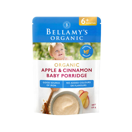 Bellamy's Organic Apple & Cinnamon Baby Porridge Cereal Pouch 6+ Months - 125g